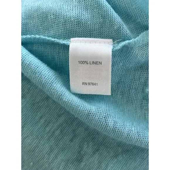 J. Jill Love Linen Open Front Cardigan Sweater Size XL New Aqua Blue Casual - Picture 6 of 6